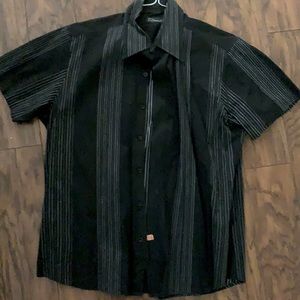 7 Diamonds Pinstriped Short Sleeve Button Up